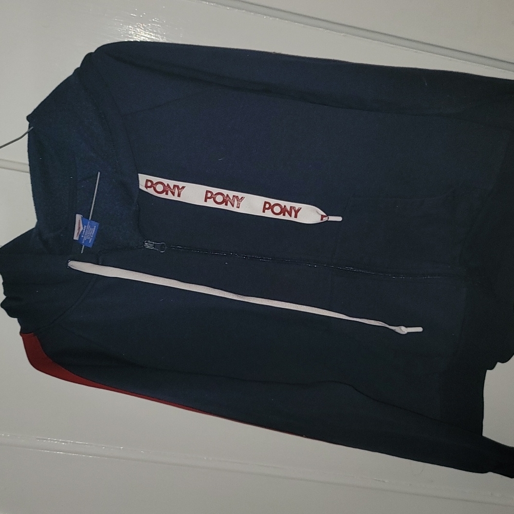 Pony zip-up youth blue hoodie